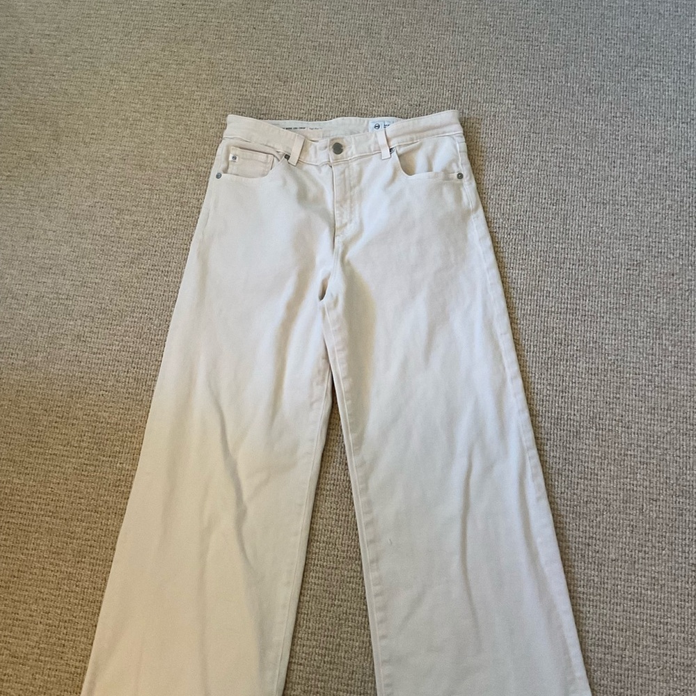 AG Saige Cropped Wide Leg Women's Cream Color